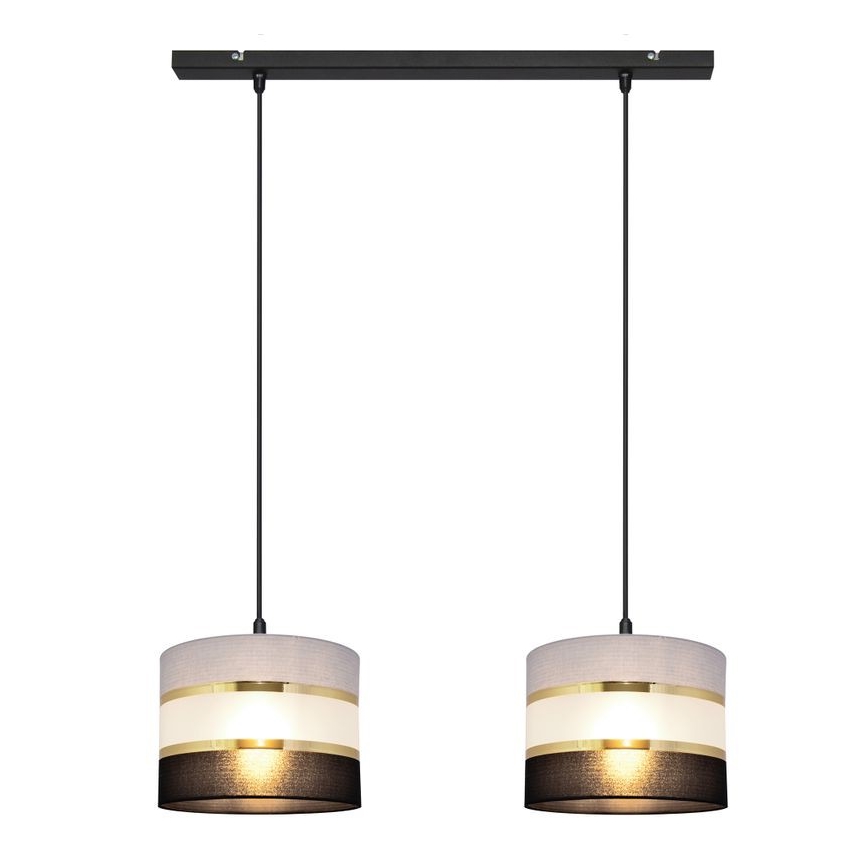 Candelabro suspenso HELEN 2xE27/15W/230V preto/cinzento/dourado
