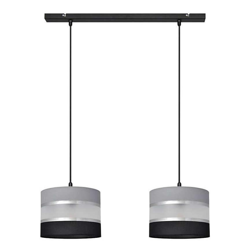 Candelabro suspenso HELEN 2xE27/15W/230V preto/cinzento/prateado