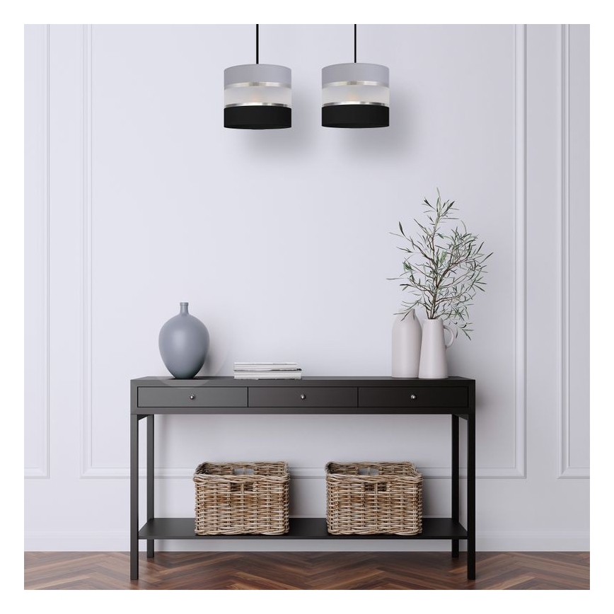 Candelabro suspenso HELEN 2xE27/15W/230V preto/cinzento/prateado
