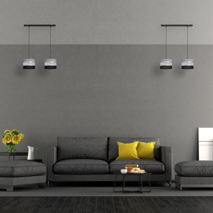 Candelabro suspenso HELEN 2xE27/15W/230V preto/cinzento/prateado