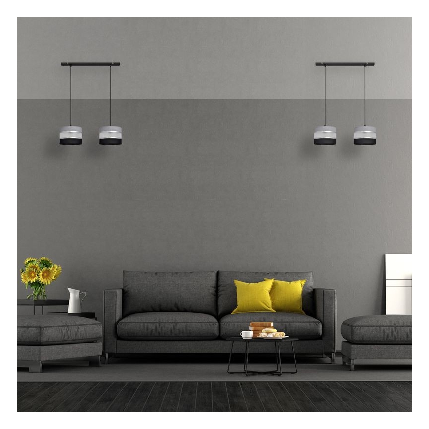 Candelabro suspenso HELEN 2xE27/15W/230V preto/cinzento/prateado