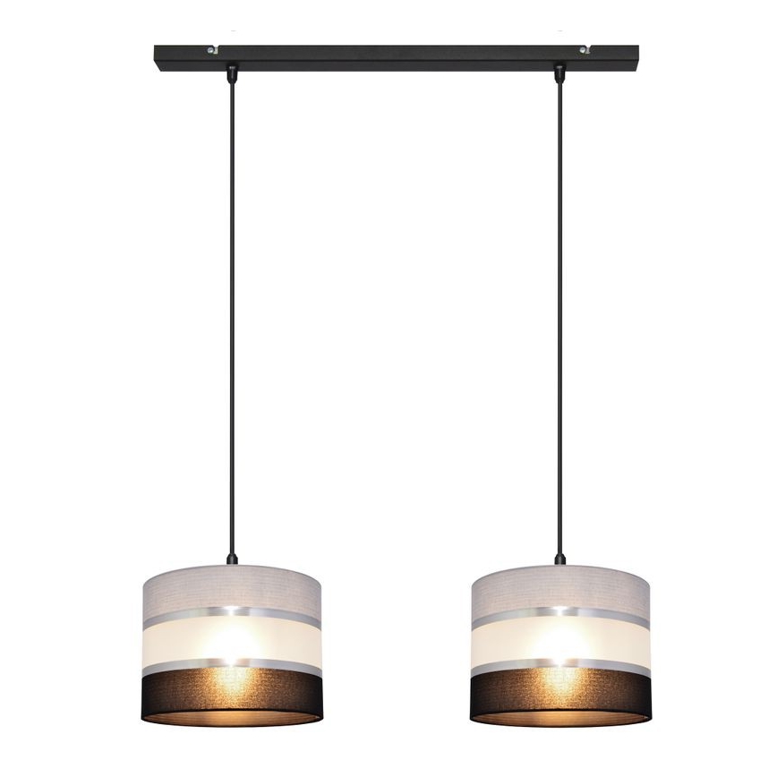 Candelabro suspenso HELEN 2xE27/15W/230V preto/cinzento/prateado