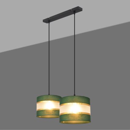 Candelabro suspenso HELEN 2xE27/15W/230V verde/dourada