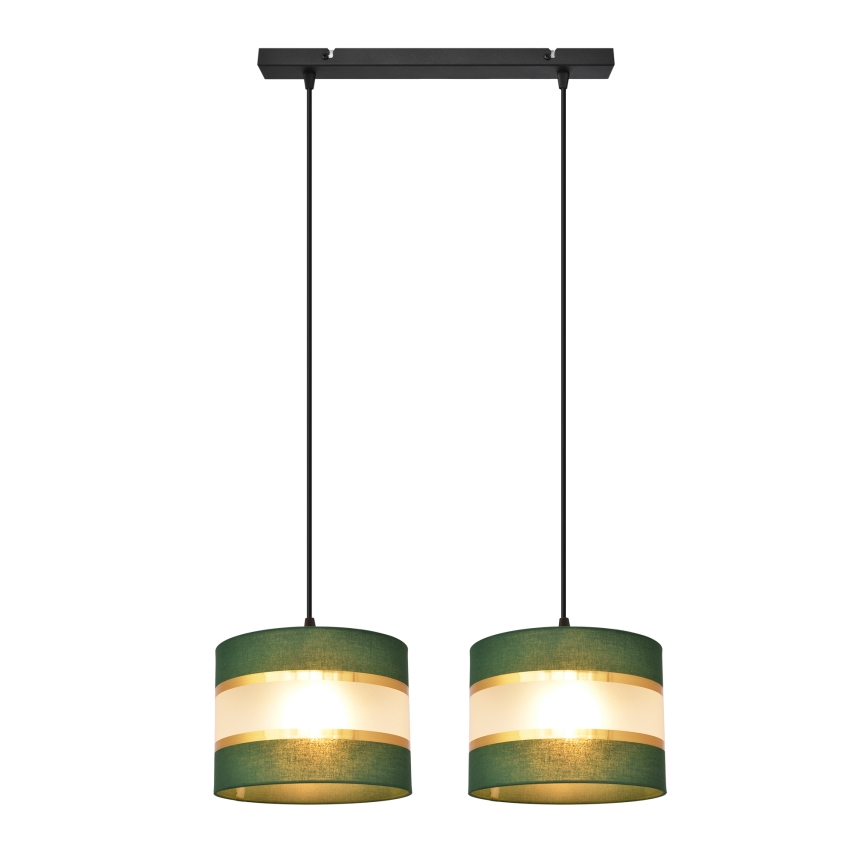 Candelabro suspenso HELEN 2xE27/15W/230V verde/dourada