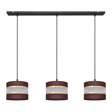 Candelabro suspenso HELEN 3xE27/15W/230V castanho/preto/dourado