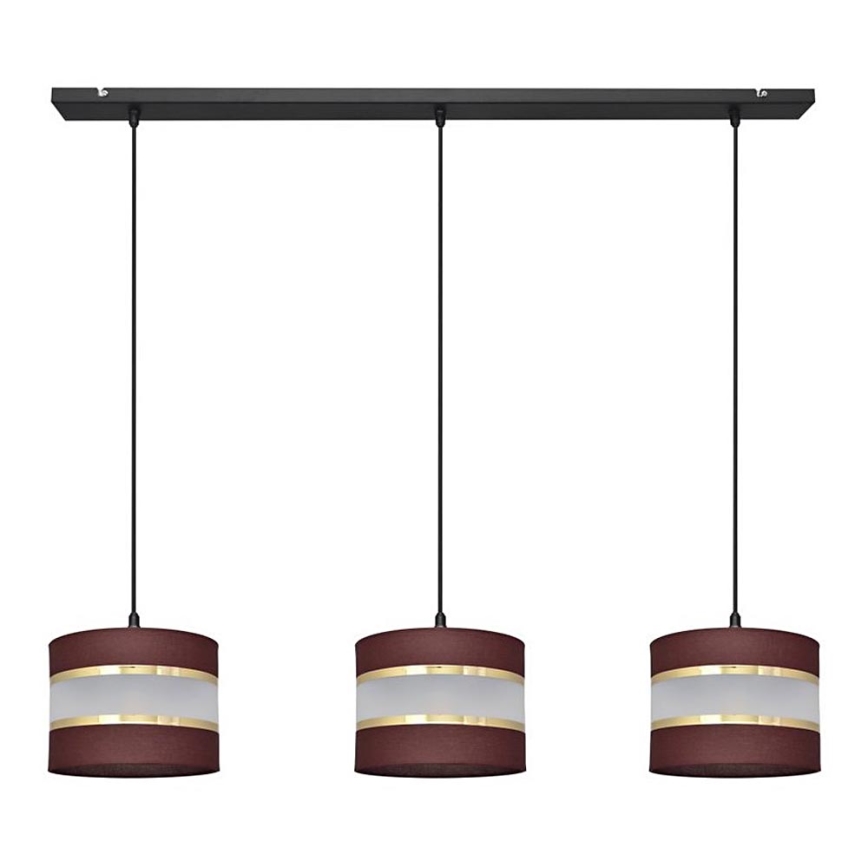 Candelabro suspenso HELEN 3xE27/15W/230V castanho/preto/dourado