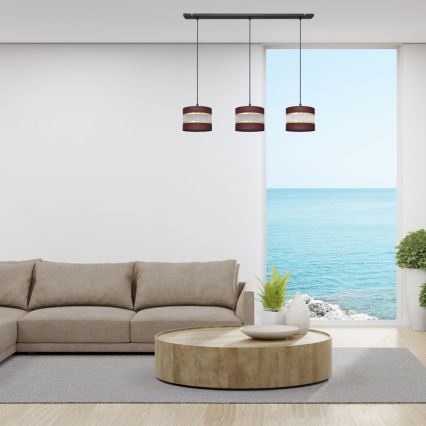 Candelabro suspenso HELEN 3xE27/15W/230V castanho/preto/dourado