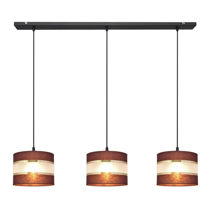 Candelabro suspenso HELEN 3xE27/15W/230V castanho/preto/dourado