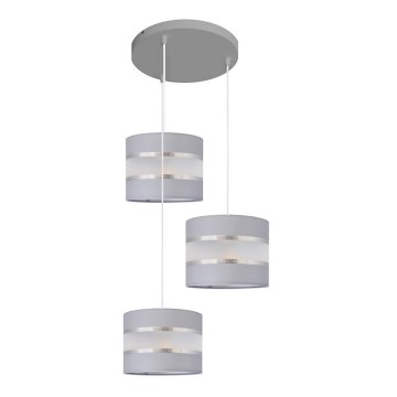 Candelabro suspenso HELEN 3xE27/15W/230V cinzento/prateado