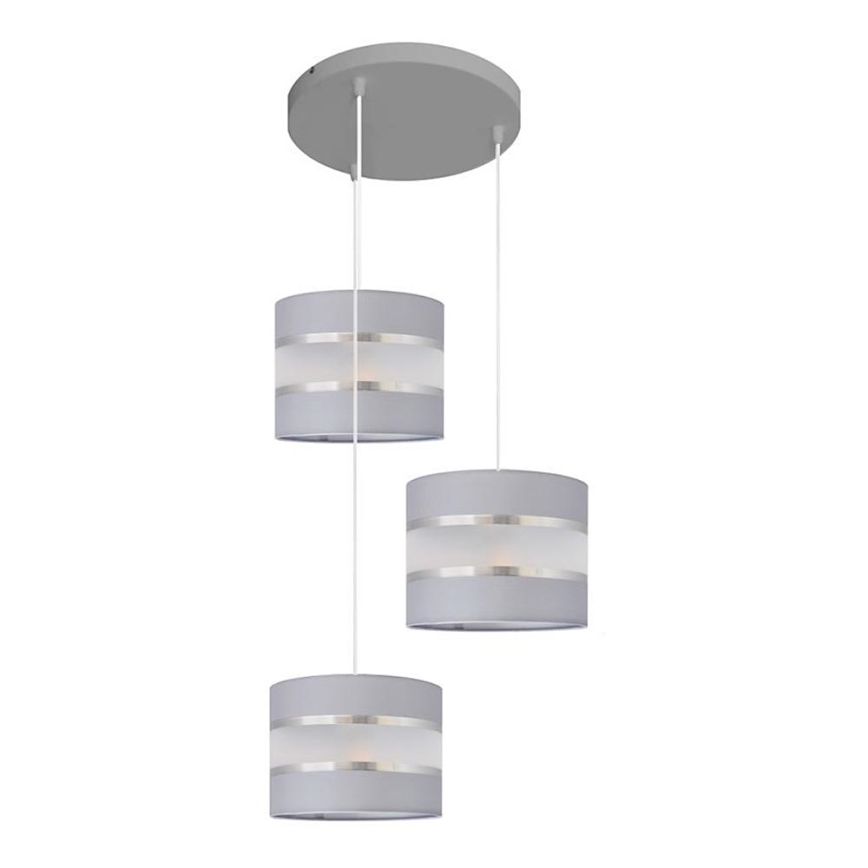 Candelabro suspenso HELEN 3xE27/15W/230V cinzento/prateado