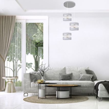 Candelabro suspenso HELEN 3xE27/15W/230V cinzento/prateado