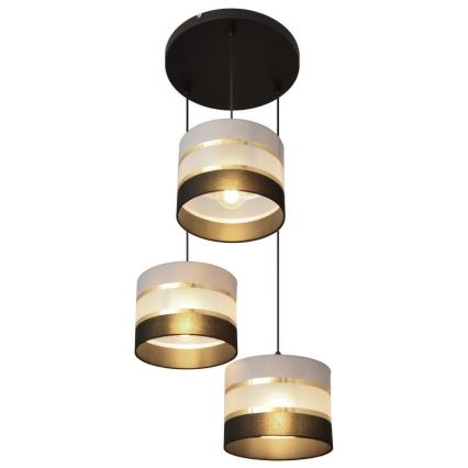 Candelabro suspenso HELEN 3xE27/15W/230V preto/cinzento/dourado