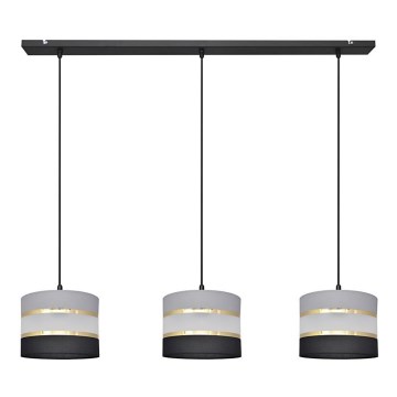 Candelabro suspenso HELEN 3xE27/15W/230V preto/cinzento/dourado