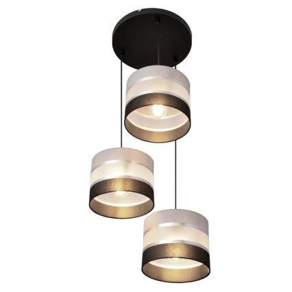 Candelabro suspenso HELEN 3xE27/15W/230V preto/cinzento/prateado