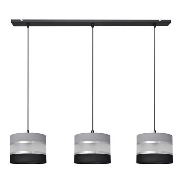 Candelabro suspenso HELEN 3xE27/15W/230V preto/cinzento/prateado