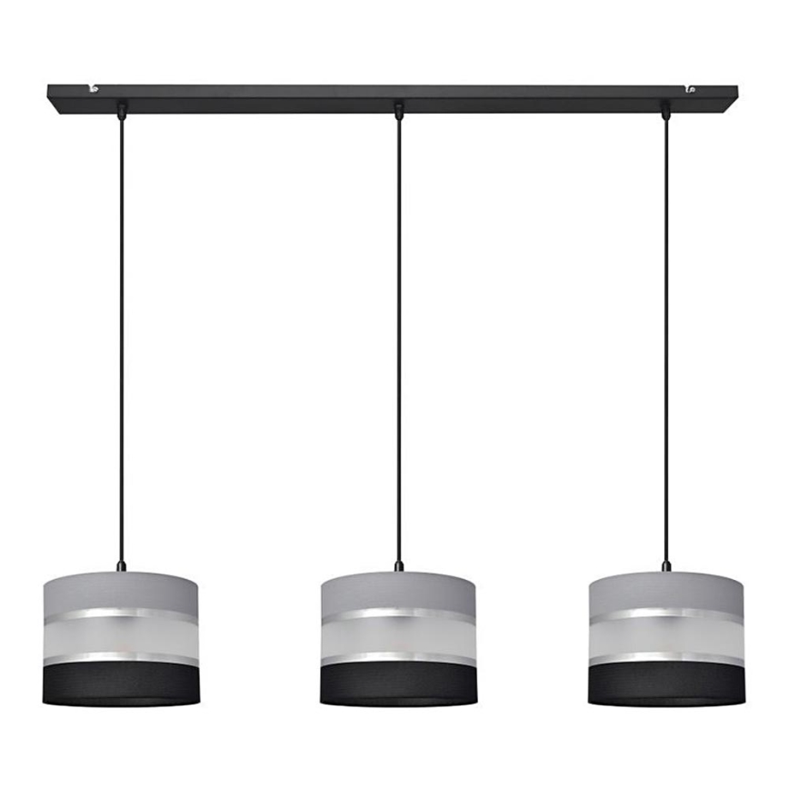 Candelabro suspenso HELEN 3xE27/15W/230V preto/cinzento/prateado