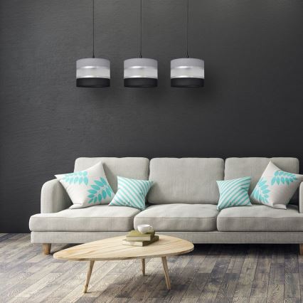 Candelabro suspenso HELEN 3xE27/15W/230V preto/cinzento/prateado