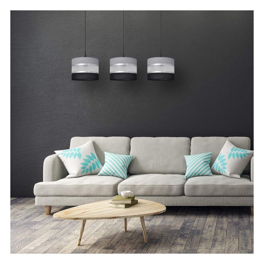 Candelabro suspenso HELEN 3xE27/15W/230V preto/cinzento/prateado