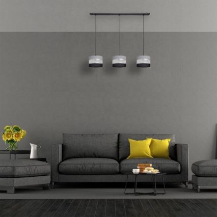 Candelabro suspenso HELEN 3xE27/15W/230V preto/cinzento/prateado
