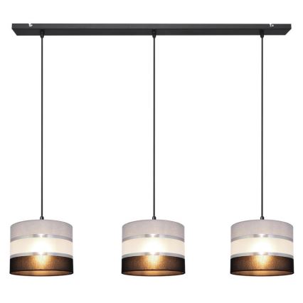 Candelabro suspenso HELEN 3xE27/15W/230V preto/cinzento/prateado
