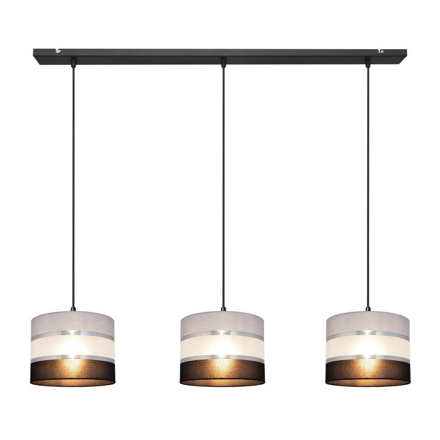 Candelabro suspenso HELEN 3xE27/15W/230V preto/cinzento/prateado