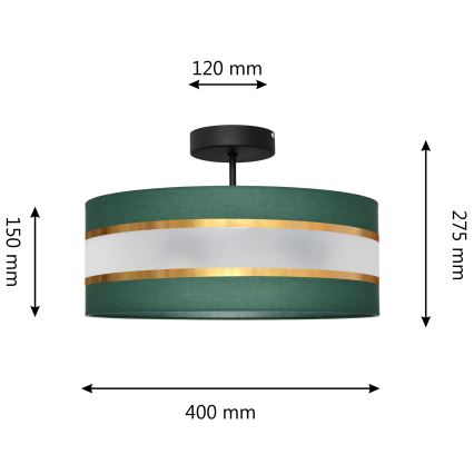 Candelabro suspenso HELEN 3xE27/15W/230V verde/dourada
