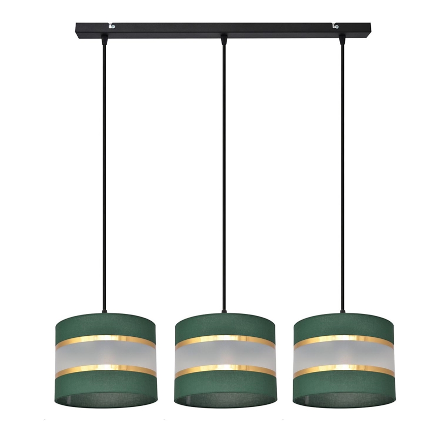Candelabro suspenso HELEN 3xE27/15W/230V verde/dourada