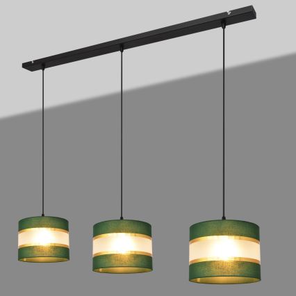 Candelabro suspenso HELEN 3xE27/15W/230V verde/dourada