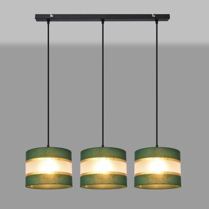 Candelabro suspenso HELEN 3xE27/15W/230V verde/dourada