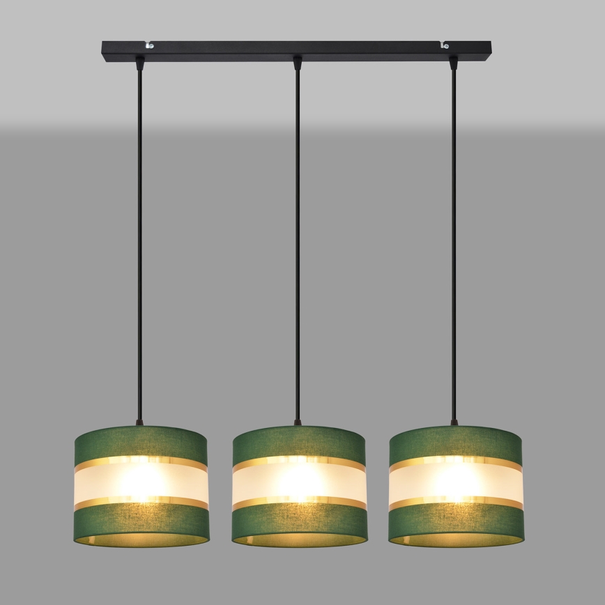 Candelabro suspenso HELEN 3xE27/15W/230V verde/dourada