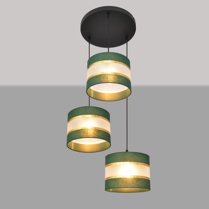Candelabro suspenso HELEN 3xE27/15W/230V verde/dourada