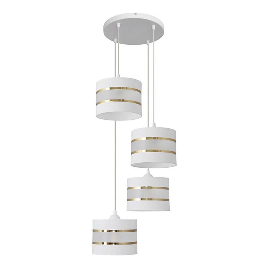 Candelabro suspenso HELEN 4xE27/15W/230V branco/dourado