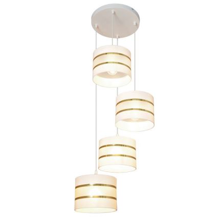 Candelabro suspenso HELEN 4xE27/15W/230V branco/dourado