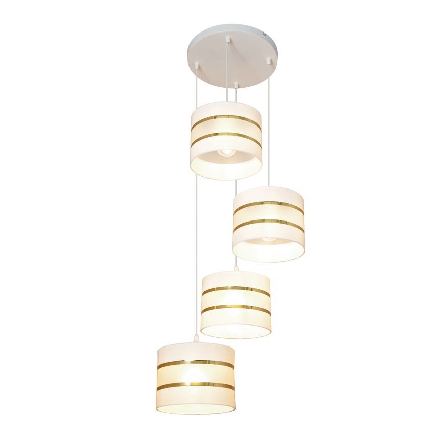 Candelabro suspenso HELEN 4xE27/15W/230V branco/dourado