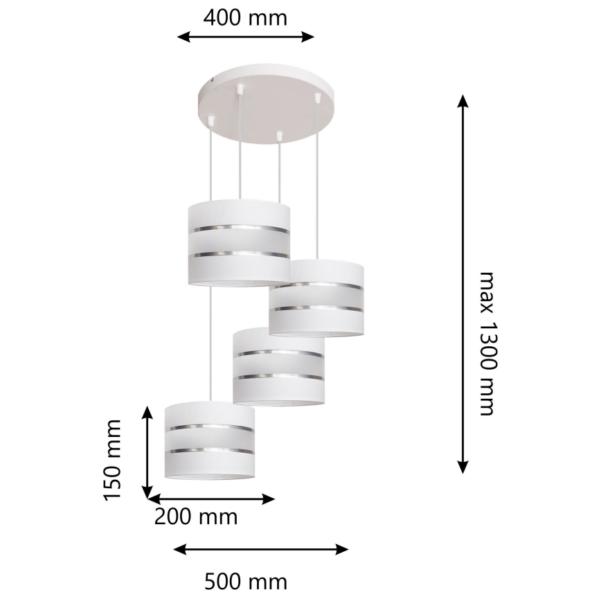 Candelabro suspenso HELEN 4xE27/15W/230V branco