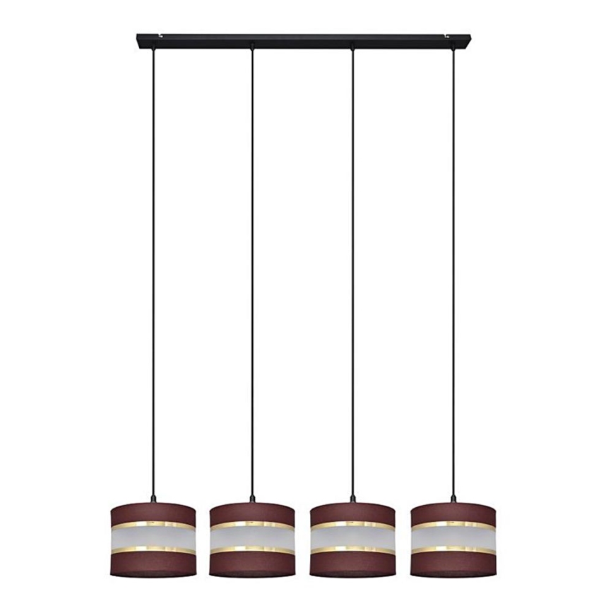Candelabro suspenso HELEN 4xE27/15W/230V castanho/preto/dourado