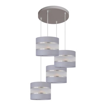 Candelabro suspenso HELEN 4xE27/15W/230V cinzento/prateado