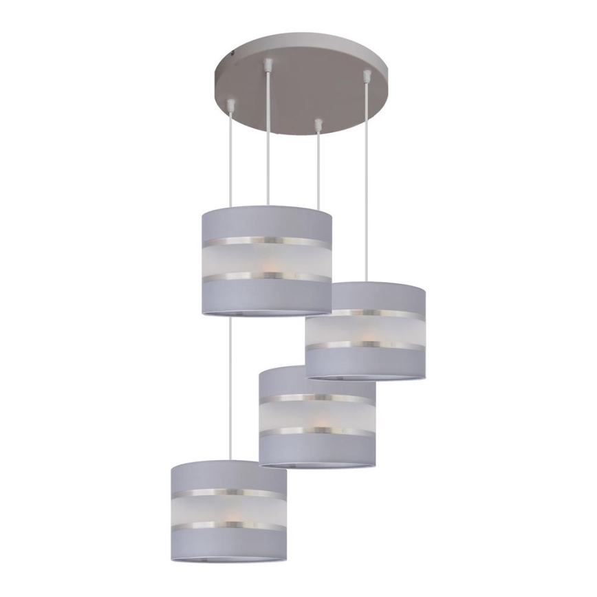Candelabro suspenso HELEN 4xE27/15W/230V cinzento/prateado