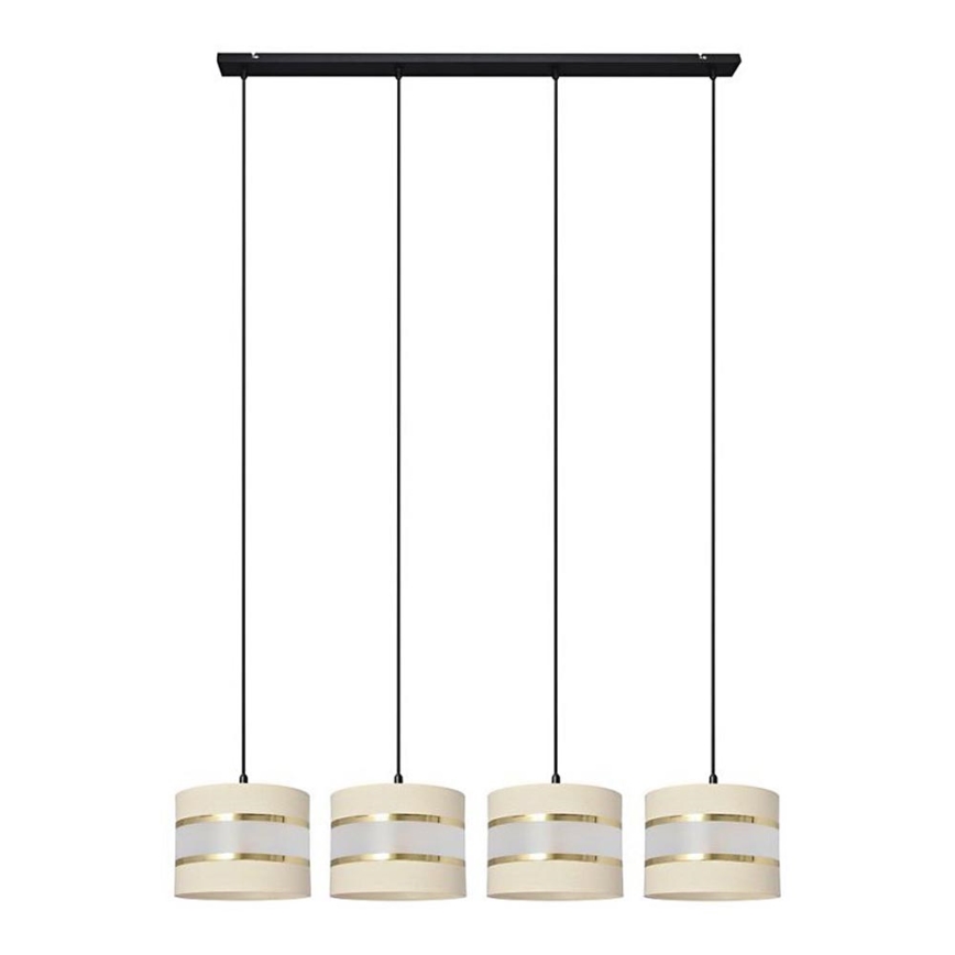Candelabro suspenso HELEN 4xE27/15W/230V creme/preto/dourado