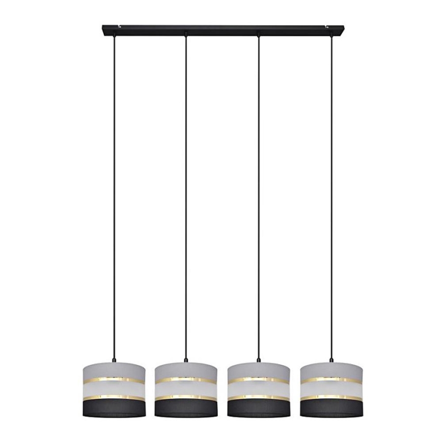 Candelabro suspenso HELEN 4xE27/15W/230V preto/cinzento/dourado