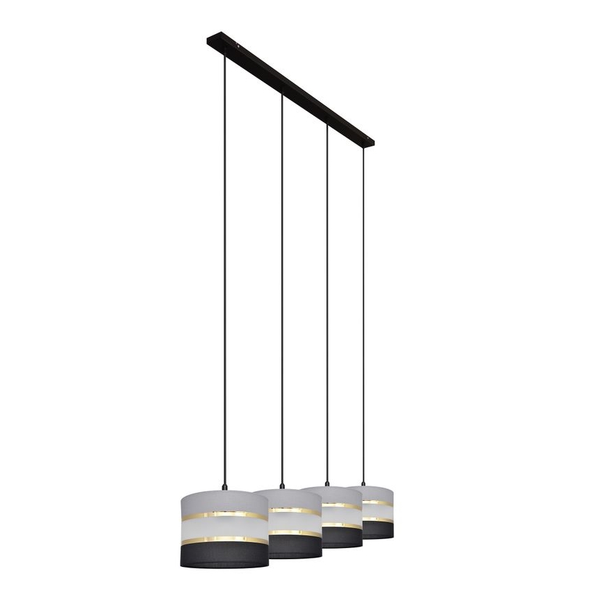 Candelabro suspenso HELEN 4xE27/15W/230V preto/cinzento/dourado