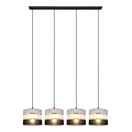 Candelabro suspenso HELEN 4xE27/15W/230V preto/cinzento/dourado