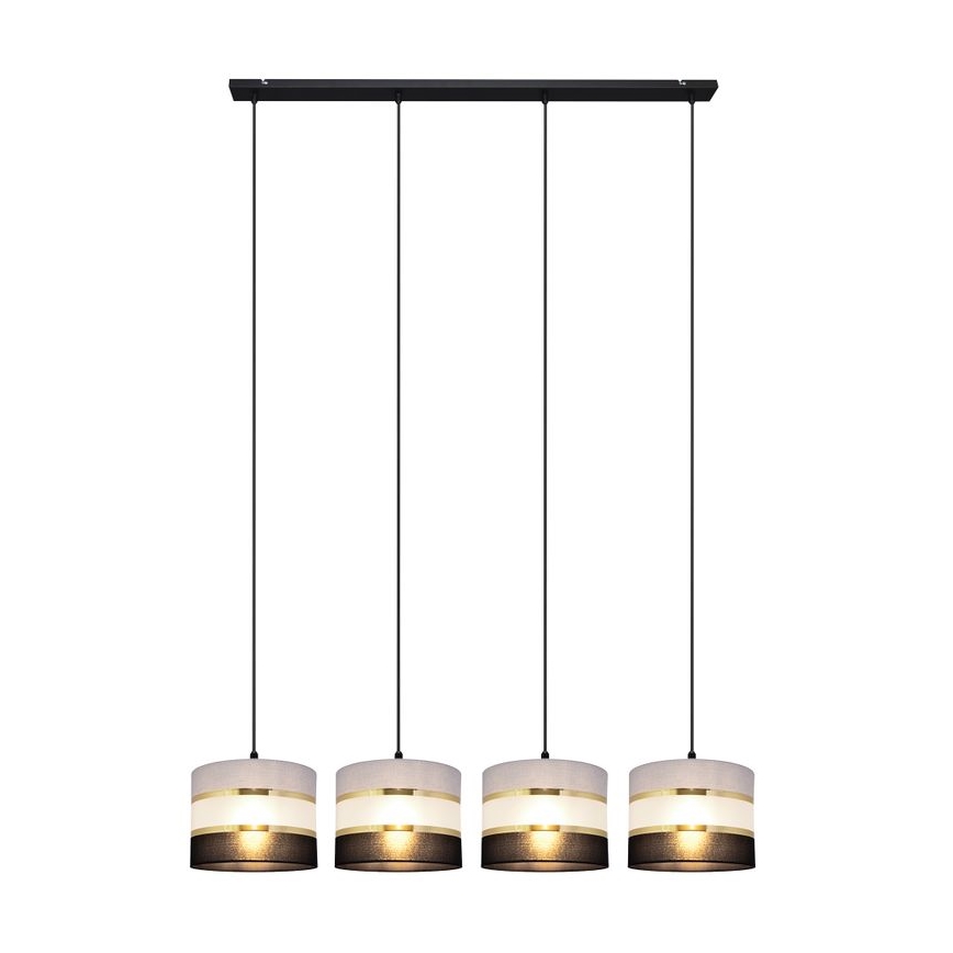 Candelabro suspenso HELEN 4xE27/15W/230V preto/cinzento/dourado