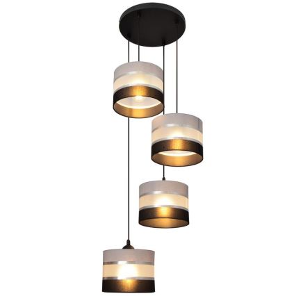 Candelabro suspenso HELEN 4xE27/15W/230V preto/cinzento/prateado