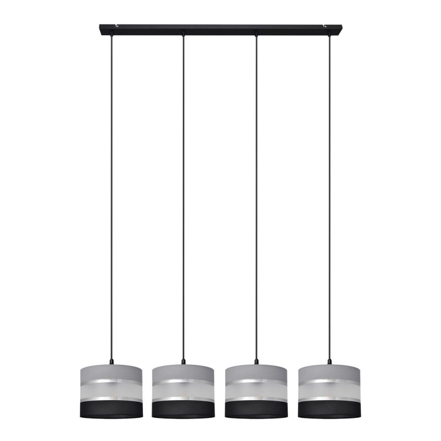 Candelabro suspenso HELEN 4xE27/15W/230V preto/cinzento/prateado