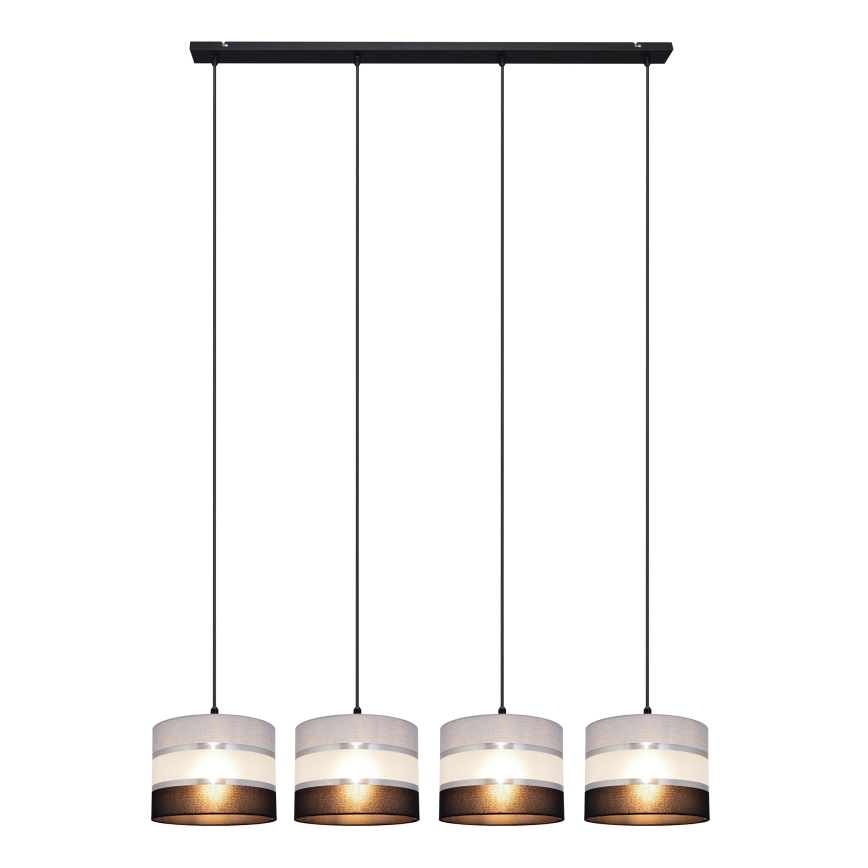 Candelabro suspenso HELEN 4xE27/15W/230V preto/cinzento/prateado