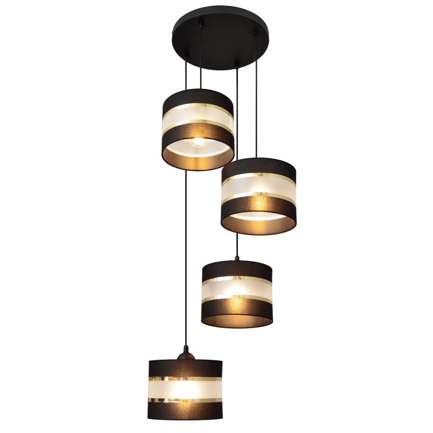Candelabro suspenso HELEN 4xE27/15W/230V preto/dourado