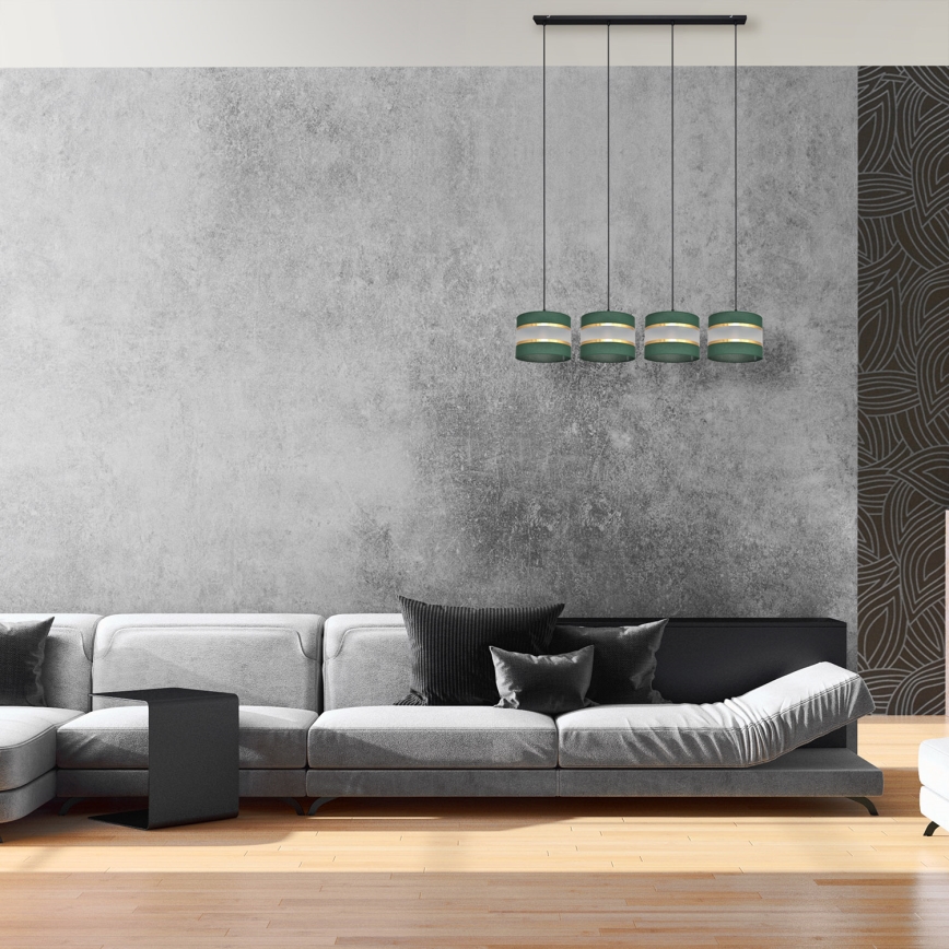 Candelabro suspenso HELEN 4xE27/15W/230V verde/dourada