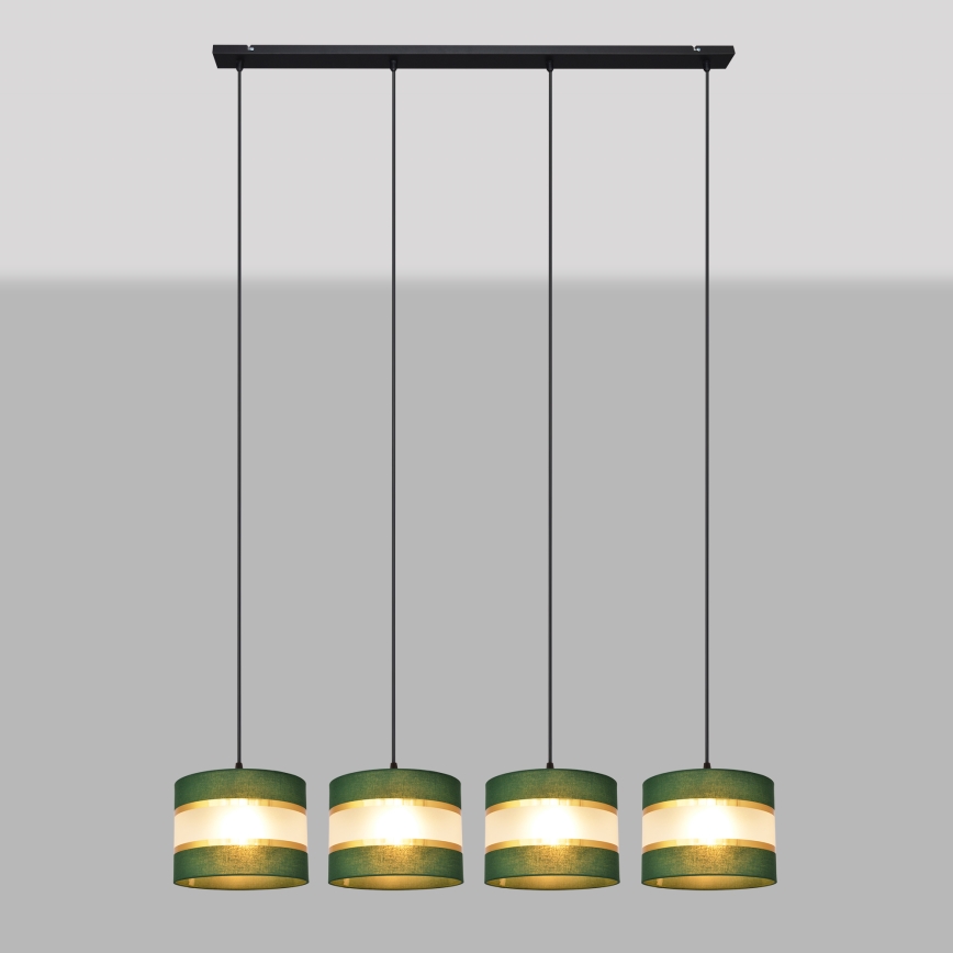 Candelabro suspenso HELEN 4xE27/15W/230V verde/dourada