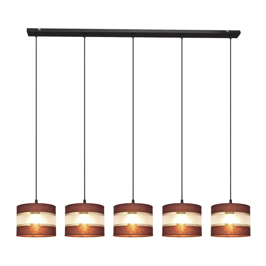 Candelabro suspenso HELEN 5xE27/15W/230V castanho/preto/dourado